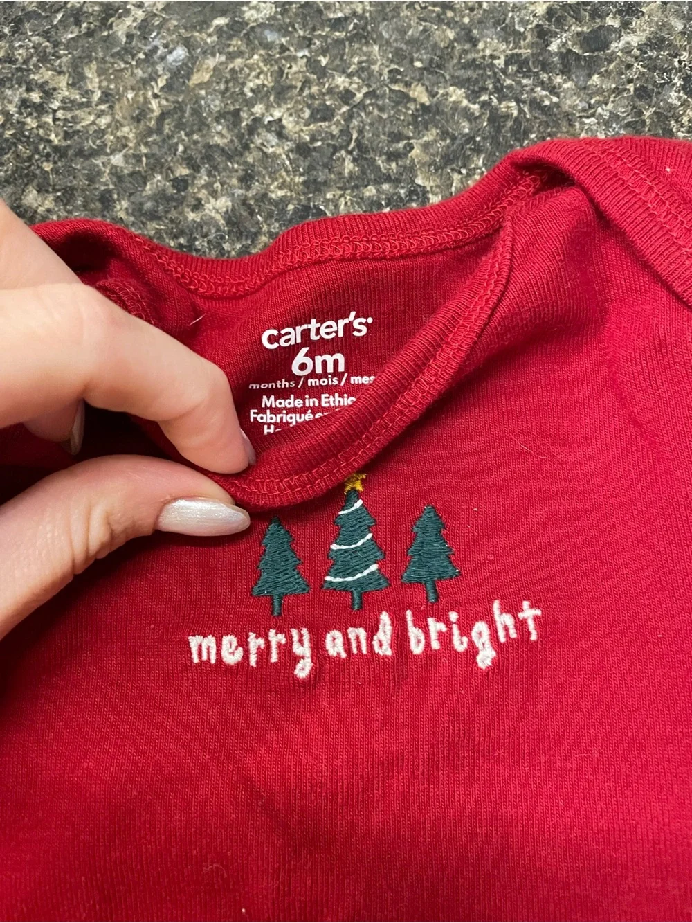 Carter's Red & Heather Gray Holiday One-Piece Set - Truck & Tree Print